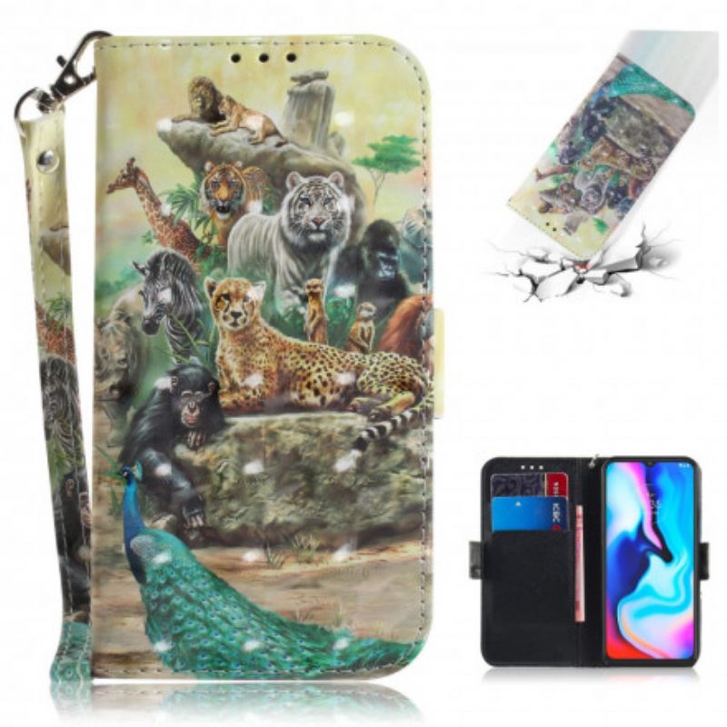 Flip Case Moto G9 Play Suojaketju Kuori Animal Safari Stringit