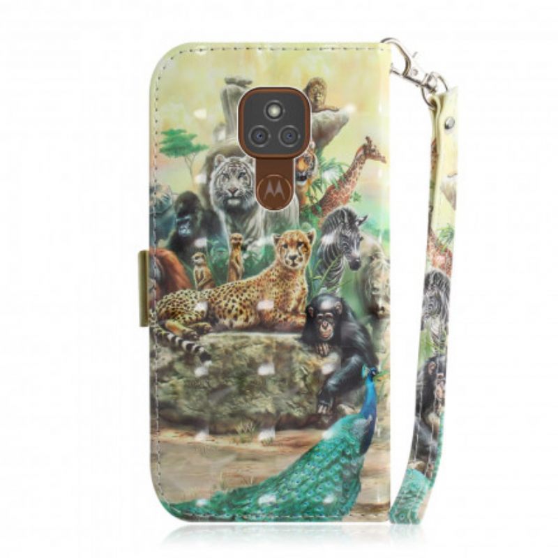 Flip Case Moto G9 Play Suojaketju Kuori Animal Safari Stringit