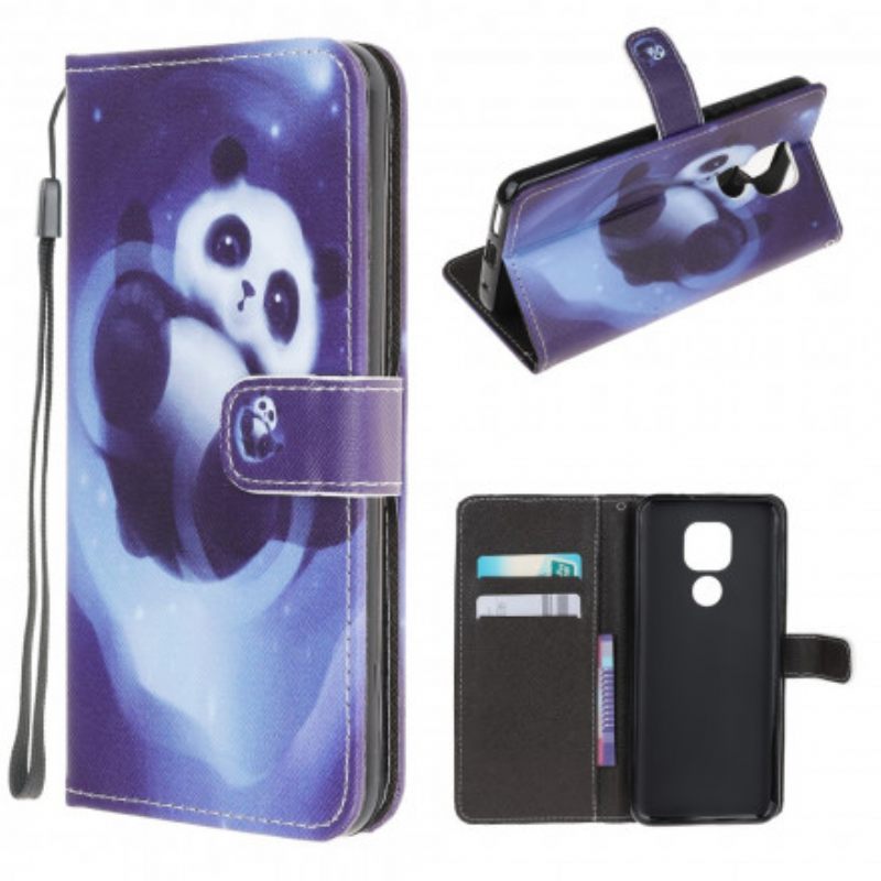 Kotelot Moto G9 Play Suojaketju Kuori Panda Space Lanyard