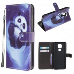 Kotelot Moto G9 Play Suojaketju Kuori Panda Space Lanyard