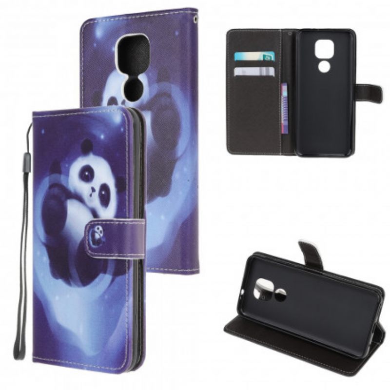 Kotelot Moto G9 Play Suojaketju Kuori Panda Space Lanyard