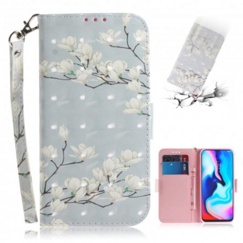 Kotelot Moto G9 Play Suojaketju Kuori Strap Flower Branch