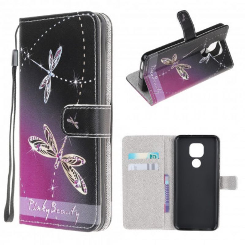 Kotelot Moto G9 Play Suojaketju Kuori Strappy Dragonflies