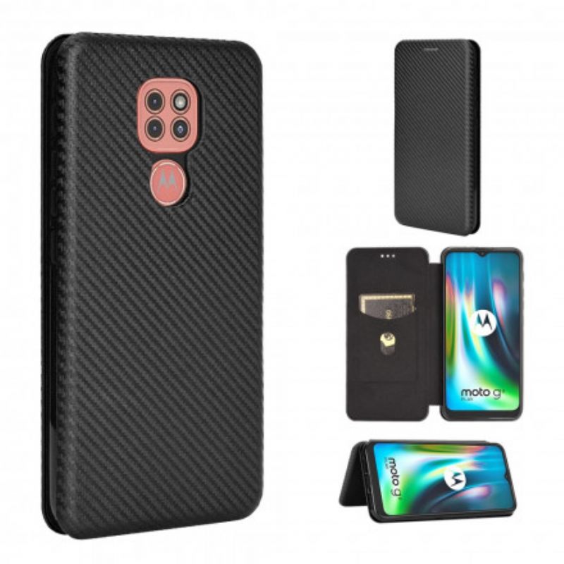 Puhelinkuoret Moto G9 Play Kotelot Flip Silicone Carbon