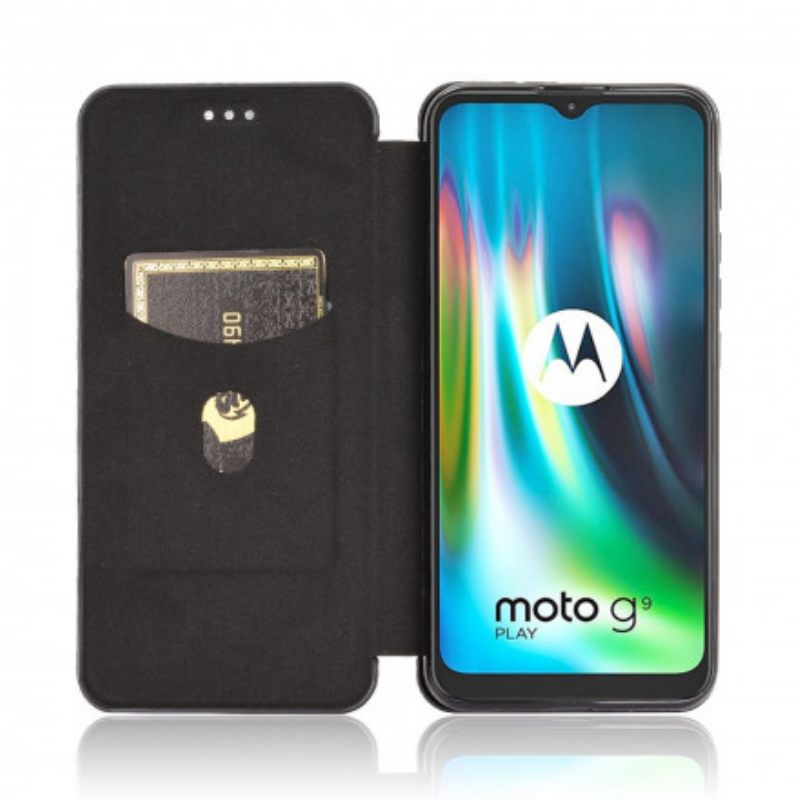 Puhelinkuoret Moto G9 Play Kotelot Flip Silicone Carbon