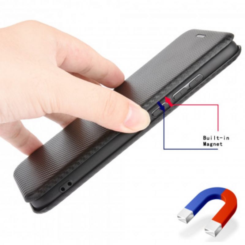 Puhelinkuoret Moto G9 Play Kotelot Flip Silicone Carbon