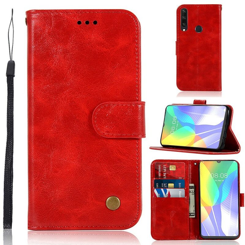 Flip Case Huawei Y6 2019 / Honor 8A Suojaketju Kuori Vintage Leather Effect Strappy