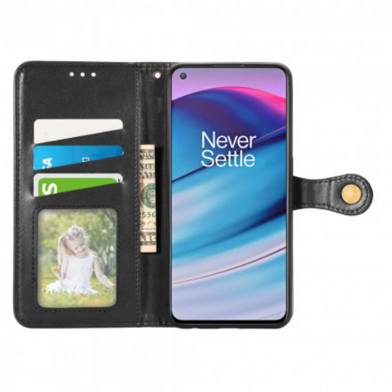 Flip Case OnePlus Nord CE 5G Keinonahka Ja Vintage-lukko