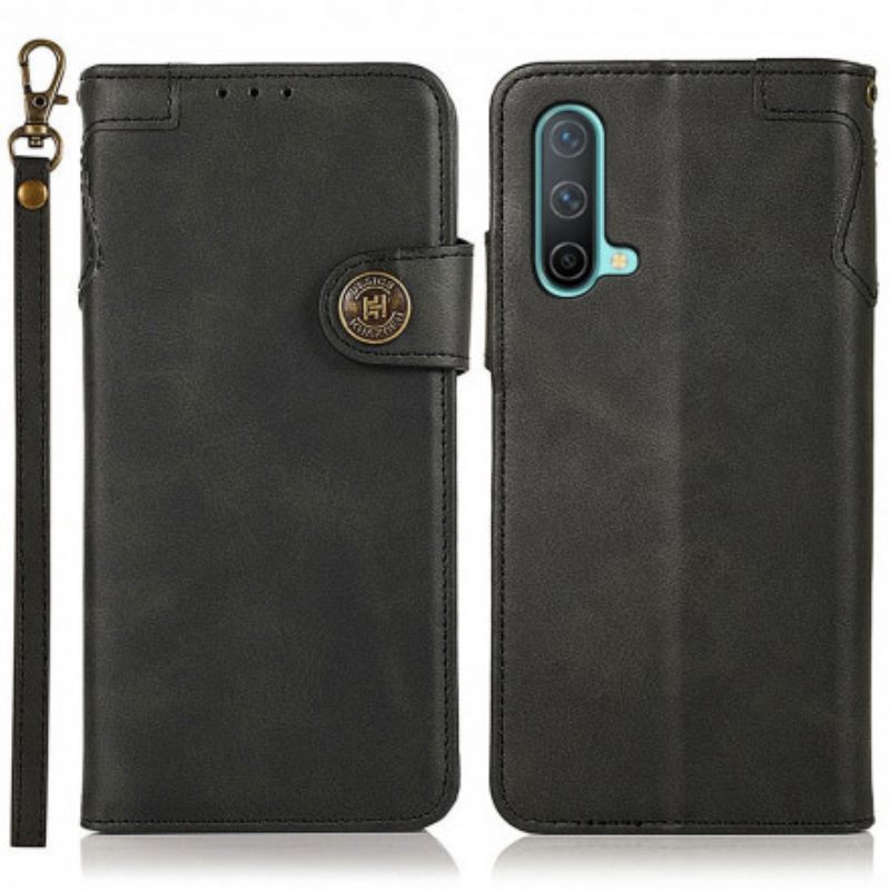 Kotelot OnePlus Nord CE 5G Faux Leather Button Khazneh