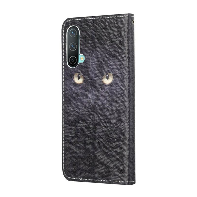 Kotelot OnePlus Nord CE 5G Suojaketju Kuori Black Cat Eyes Hihnalla