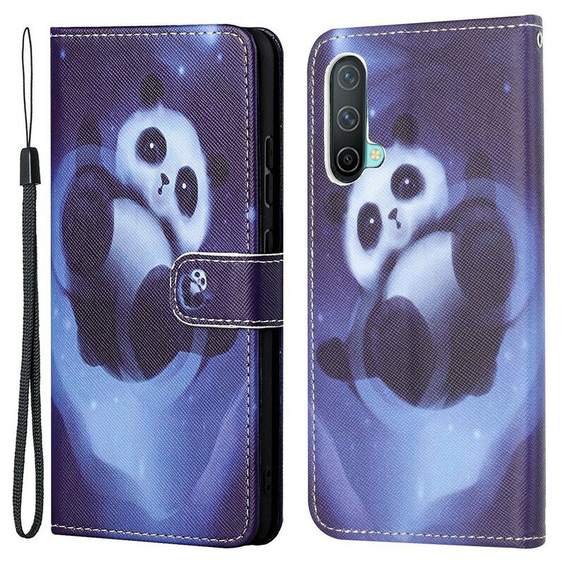 Kotelot OnePlus Nord CE 5G Suojaketju Kuori Panda Space Lanyard