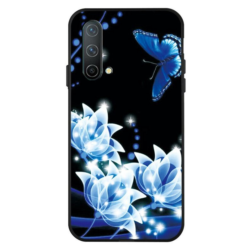 Kuori OnePlus Nord CE 5G Butterfly Ja Blue Flowers