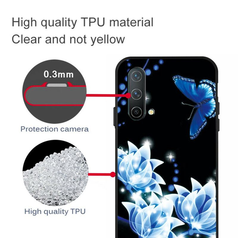 Kuori OnePlus Nord CE 5G Butterfly Ja Blue Flowers