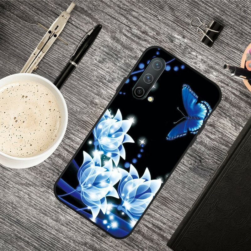 Kuori OnePlus Nord CE 5G Butterfly Ja Blue Flowers