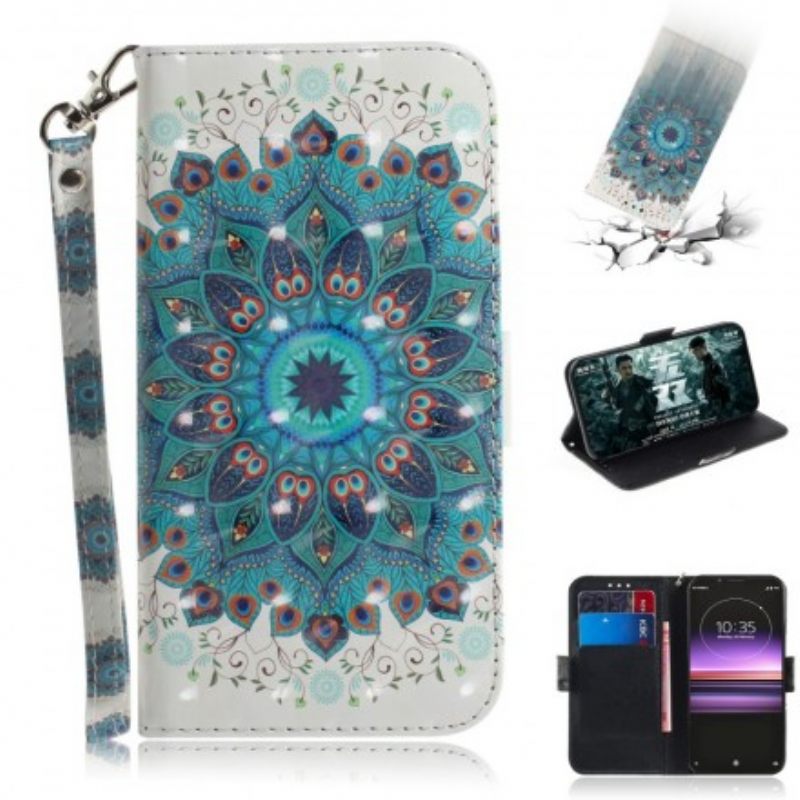 Flip Case Sony Xperia 1 Suojaketju Kuori Magistral Strappy Mandala