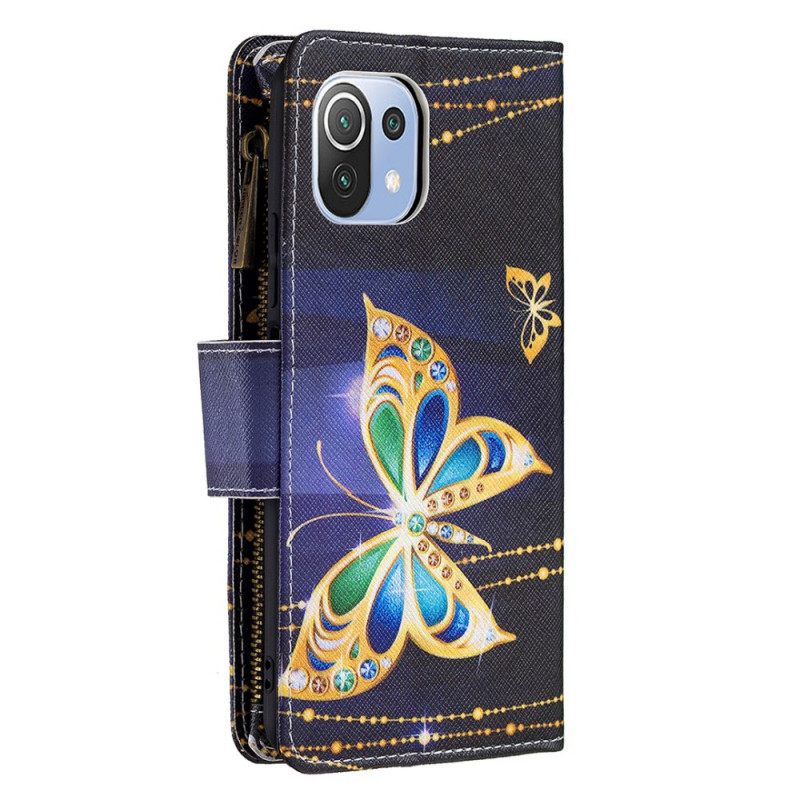 Flip Case Xiaomi Mi 11 Lite 5G NE / Mi 11 Lite 4G / 5G Golden Butterflies Vetoketjullinen Pussi