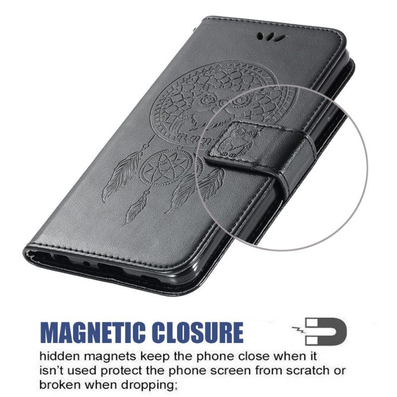 Flip Case Xiaomi Mi 11 Lite 5G NE / Mi 11 Lite 4G / 5G Nahkaefekti Dreamcatcher Pöllö