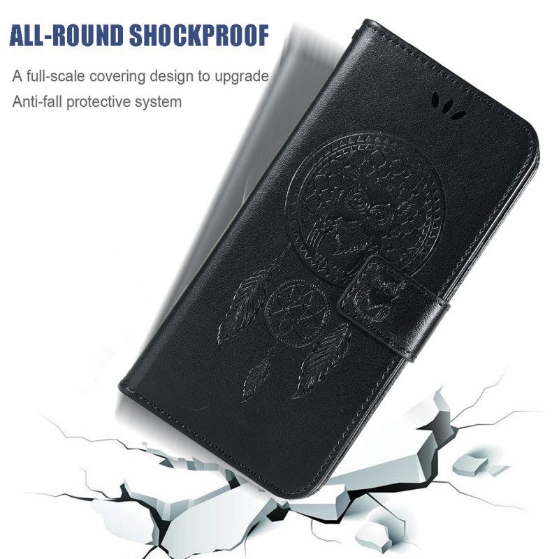 Flip Case Xiaomi Mi 11 Lite 5G NE / Mi 11 Lite 4G / 5G Nahkaefekti Dreamcatcher Pöllö