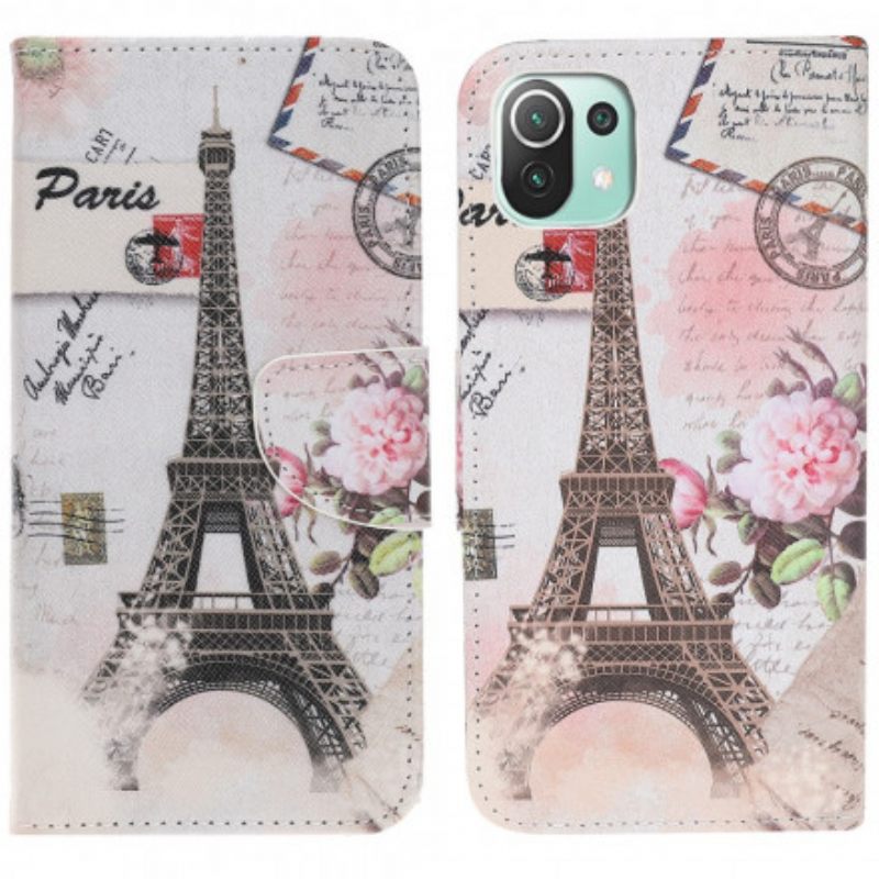 Flip Case Xiaomi Mi 11 Lite 5G NE / Mi 11 Lite 4G / 5G Retro Eiffel-torni