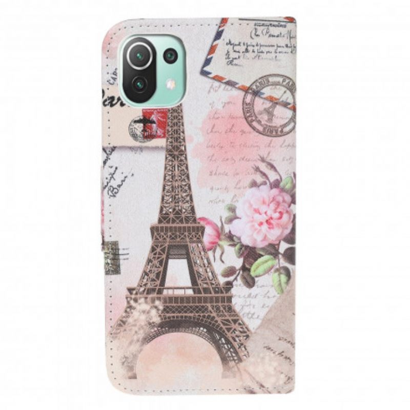 Flip Case Xiaomi Mi 11 Lite 5G NE / Mi 11 Lite 4G / 5G Retro Eiffel-torni