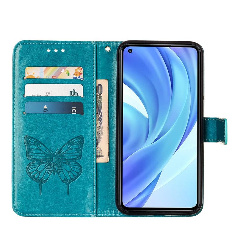 Kotelot Xiaomi Mi 11 Lite 5G NE / Mi 11 Lite 4G / 5G Butterfly Design Kaulanauhalla