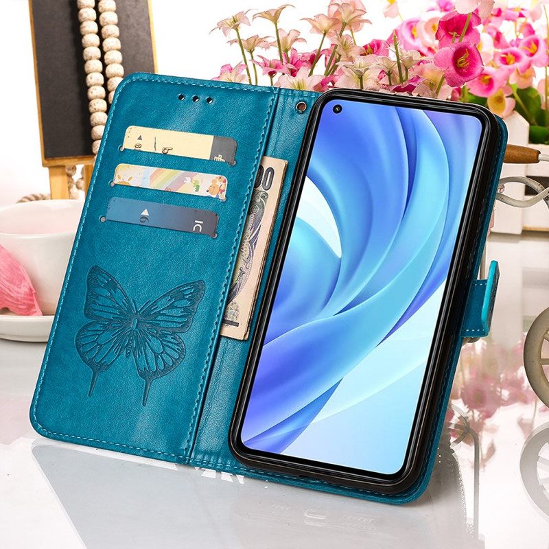 Kotelot Xiaomi Mi 11 Lite 5G NE / Mi 11 Lite 4G / 5G Butterfly Design Kaulanauhalla