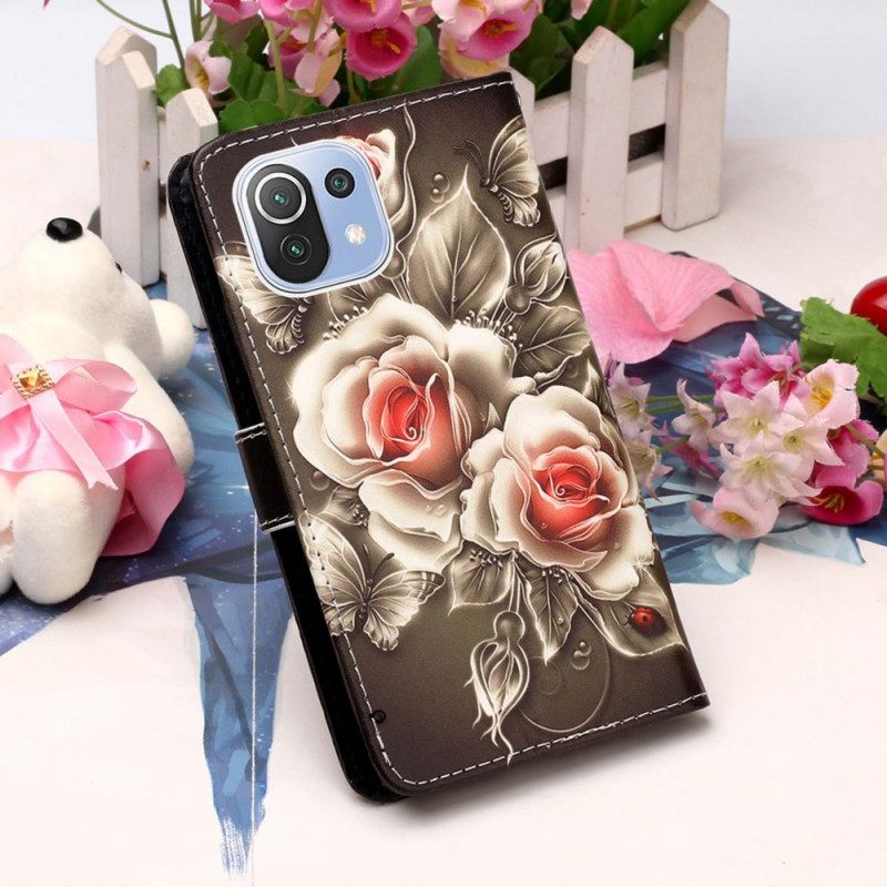 Kotelot Xiaomi Mi 11 Lite 5G NE / Mi 11 Lite 4G / 5G Golden Roses