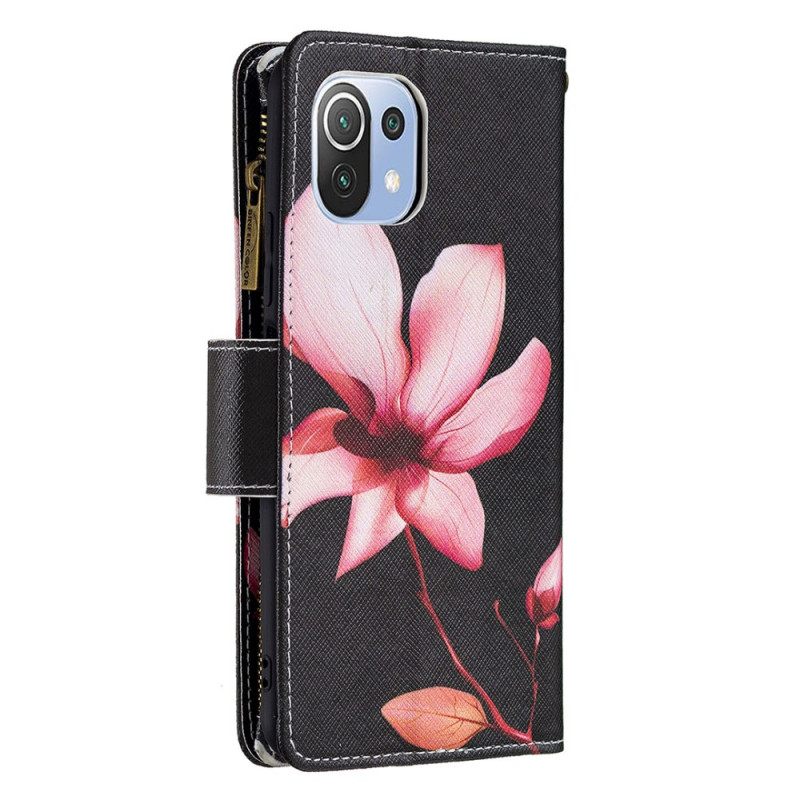 Kotelot Xiaomi Mi 11 Lite 5G NE / Mi 11 Lite 4G / 5G Pink Flower Vetoketjullinen Pussi