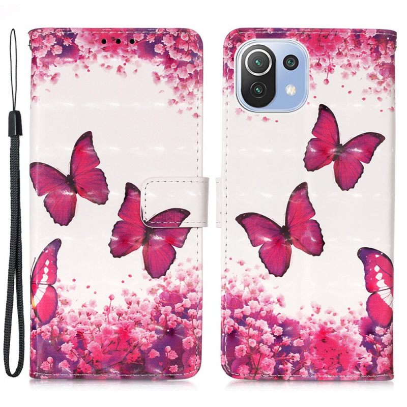 Kotelot Xiaomi Mi 11 Lite 5G NE / Mi 11 Lite 4G / 5G Red Butterflies