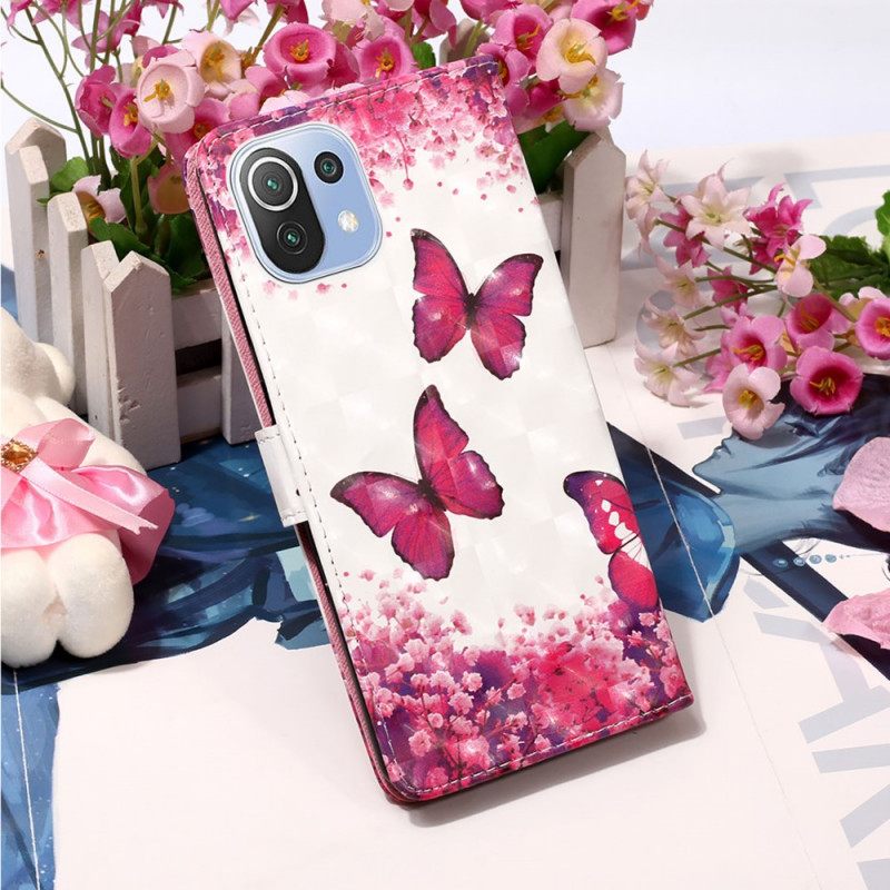 Kotelot Xiaomi Mi 11 Lite 5G NE / Mi 11 Lite 4G / 5G Red Butterflies