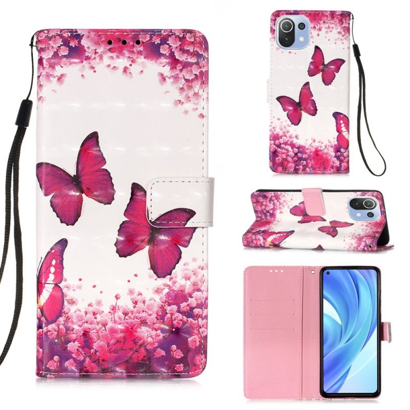 Kotelot Xiaomi Mi 11 Lite 5G NE / Mi 11 Lite 4G / 5G Red Butterflies