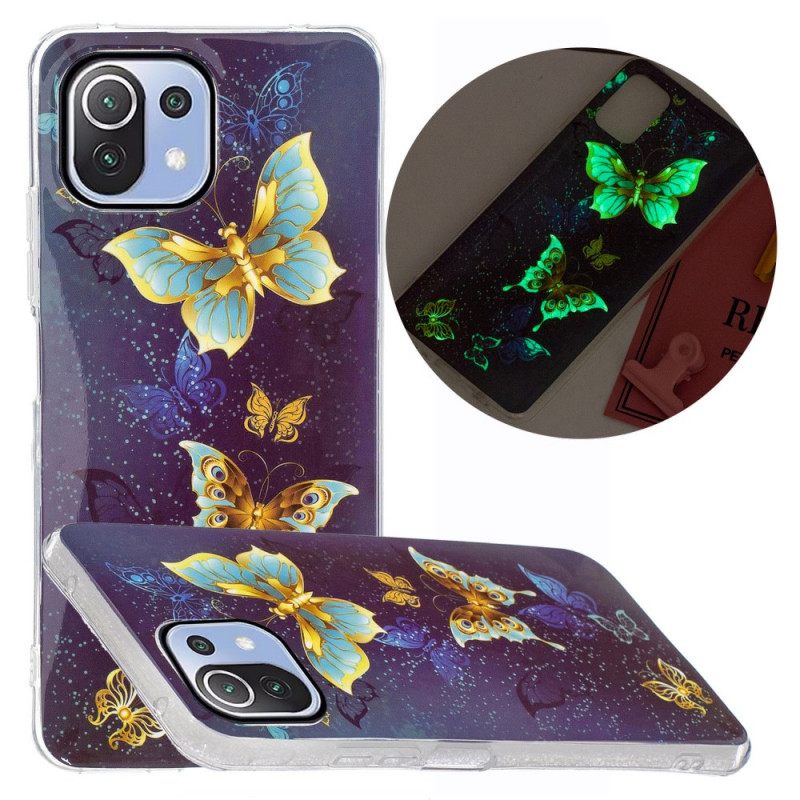 Kuori Xiaomi Mi 11 Lite 5G NE / Mi 11 Lite 4G / 5G Fluorescent Golden Butterflies