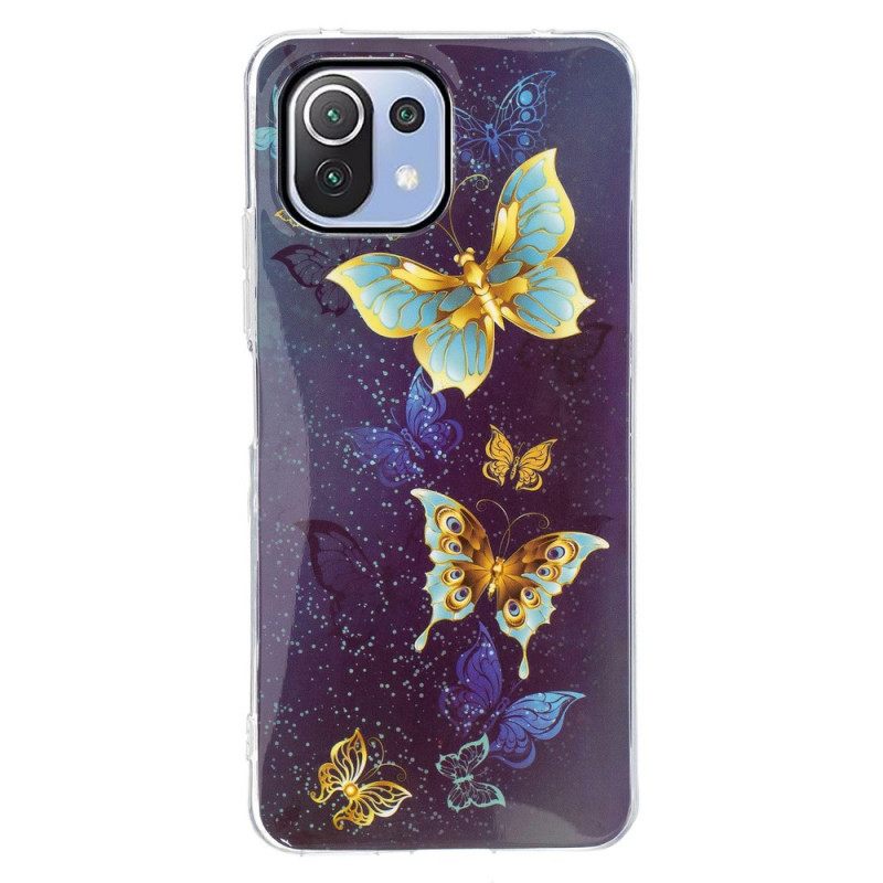 Kuori Xiaomi Mi 11 Lite 5G NE / Mi 11 Lite 4G / 5G Fluorescent Golden Butterflies