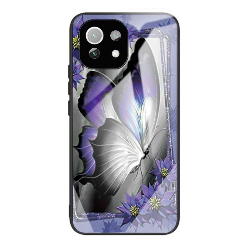 Kuori Xiaomi Mi 11 Lite 5G NE / Mi 11 Lite 4G / 5G Purple Butterfly Karkaistu Lasi