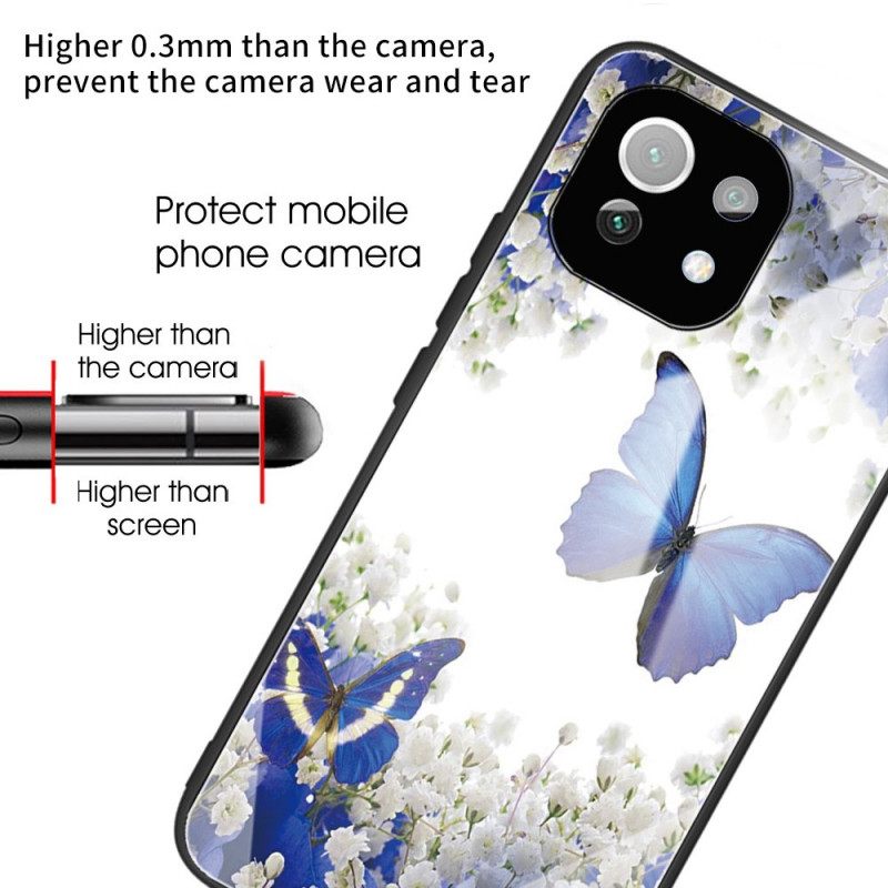 Kuori Xiaomi Mi 11 Lite 5G NE / Mi 11 Lite 4G / 5G Tempered Glass Blue Butterflies