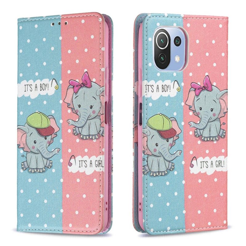 Puhelinkuoret Xiaomi Mi 11 Lite 5G NE / Mi 11 Lite 4G / 5G Kotelot Flip Baby Elephants