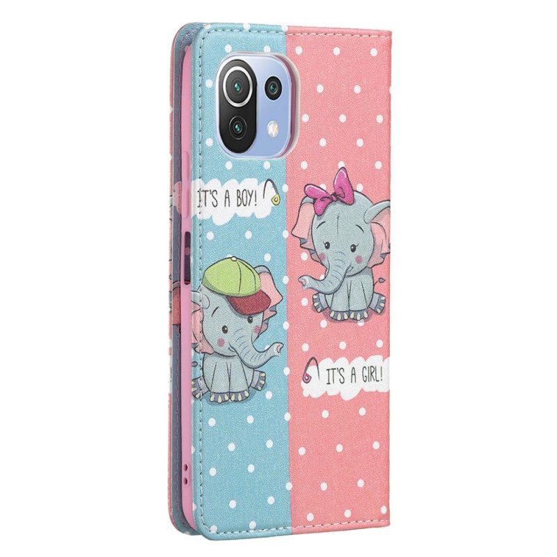 Puhelinkuoret Xiaomi Mi 11 Lite 5G NE / Mi 11 Lite 4G / 5G Kotelot Flip Baby Elephants