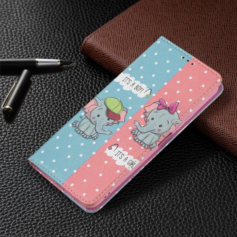 Puhelinkuoret Xiaomi Mi 11 Lite 5G NE / Mi 11 Lite 4G / 5G Kotelot Flip Baby Elephants