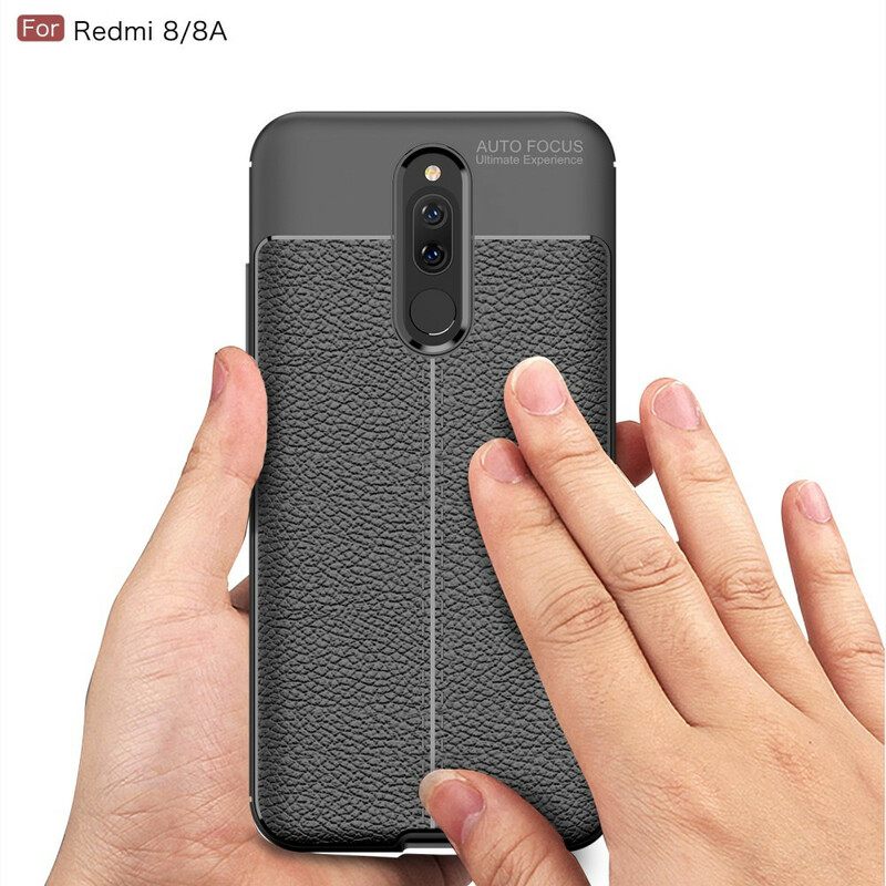 Case Xiaomi Redmi 8A Double Line Litchi Leather Effect