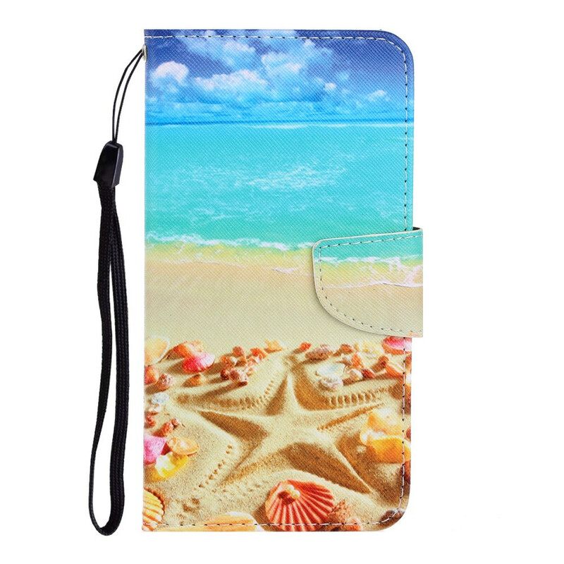 Flip Case Xiaomi Redmi 8A Suojaketju Kuori Beach Lanyardissa