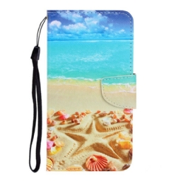 Flip Case Xiaomi Redmi 8A Suojaketju Kuori Beach Lanyardissa