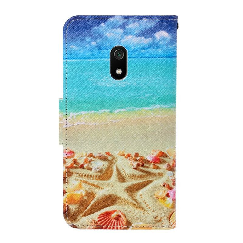 Flip Case Xiaomi Redmi 8A Suojaketju Kuori Beach Lanyardissa