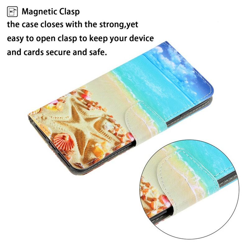 Flip Case Xiaomi Redmi 8A Suojaketju Kuori Beach Lanyardissa