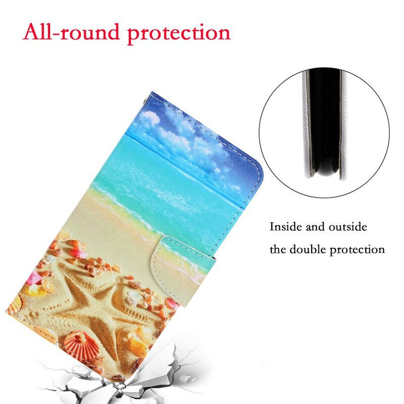 Flip Case Xiaomi Redmi 8A Suojaketju Kuori Beach Lanyardissa