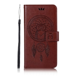 Nahkakotelo Xiaomi Redmi 8A Nahkaefekti Dreamcatcher Pöllö