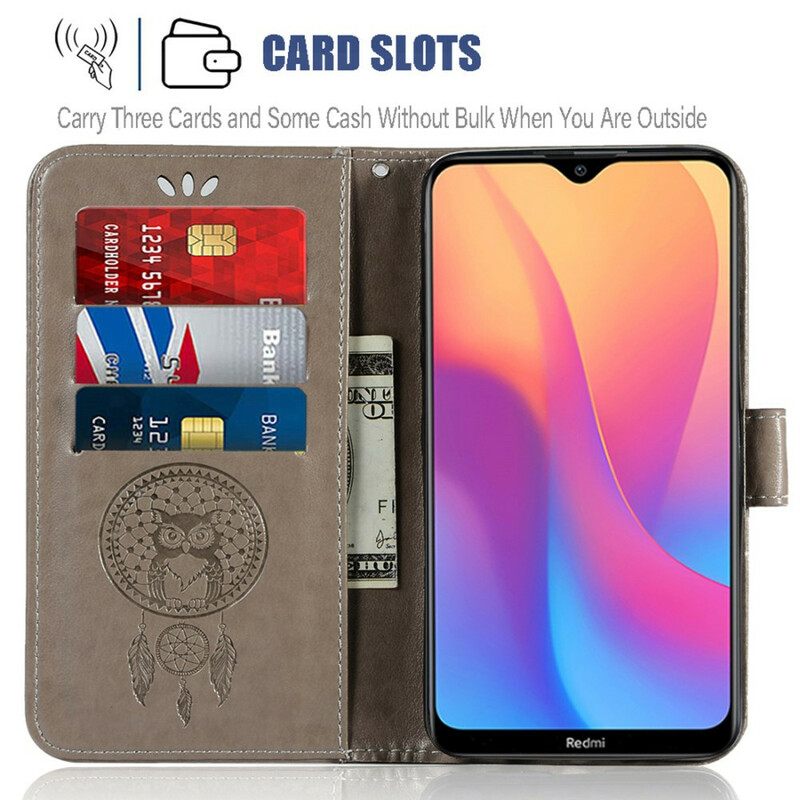 Nahkakotelo Xiaomi Redmi 8A Nahkaefekti Dreamcatcher Pöllö