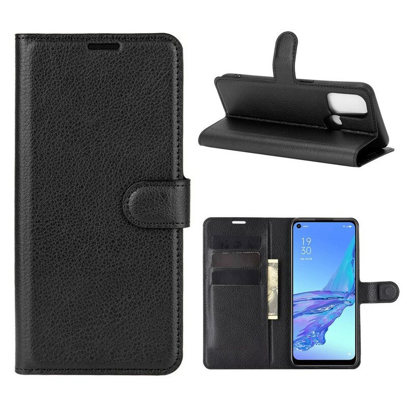 Kotelot Oppo A53 / A53s Classic Litchi Faux Leather