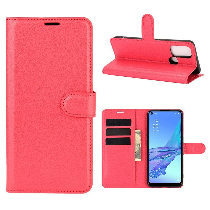 Kotelot Oppo A53 / A53s Classic Litchi Faux Leather