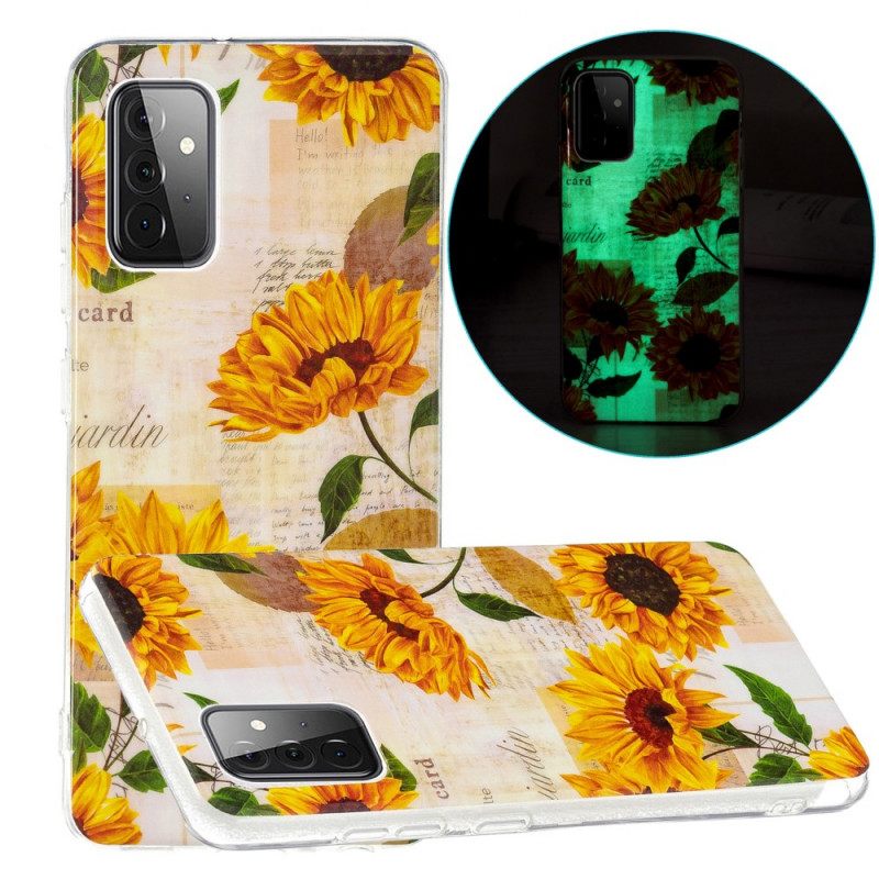 Case Samsung Galaxy A72 4G / 5G Fluoresoivat Auringonkukat