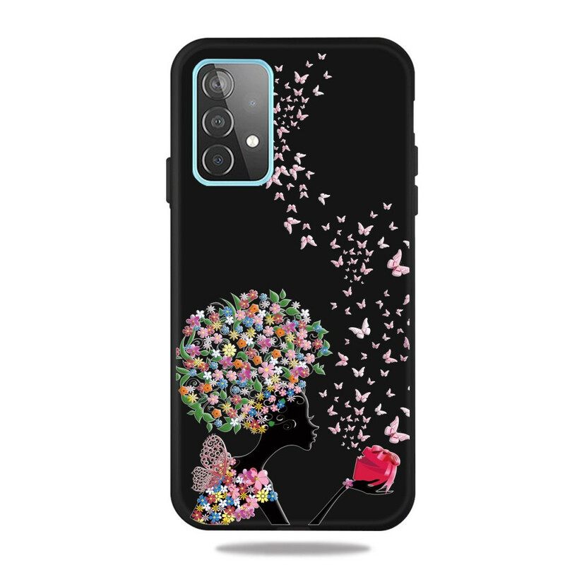 Case Samsung Galaxy A72 4G / 5G Nainen Kukkapäällä